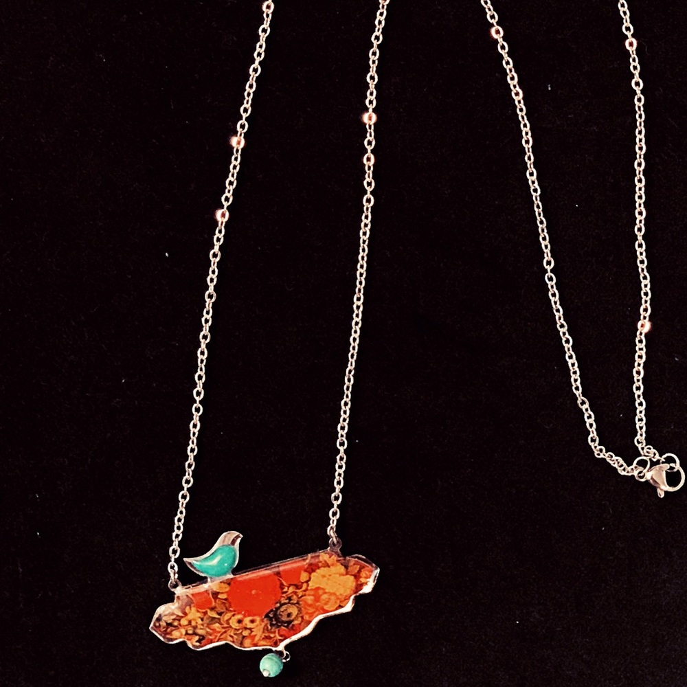 Persian Golo Morgh (flower and the bird) necklace